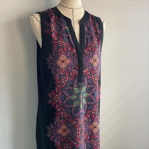 Cupio Women's‎ Medium Multicolor Floral Mandela Midi High Low Dress Bohemian